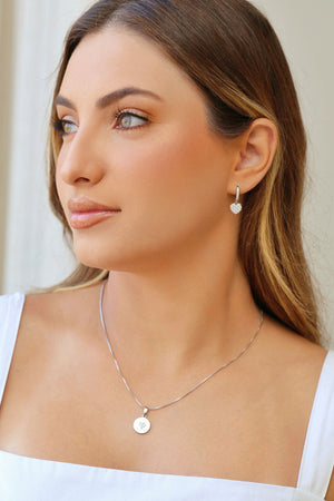 Gargantilha Eu Amo Ser Mãe Coração Cristal Ródio Branco - 45 cm