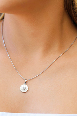 Gargantilha Eu Amo Ser Mãe Coração Cristal Ródio Branco - 45 cm