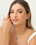 Brinco Redondo Gota Cristal 1.0 cm Ródio Branco