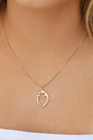 Gargantilha Mãe e Filho Cravejado Cristal Banhado a Ouro 18K - 45 cm