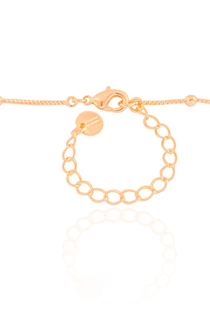 Gargantilha Gravata Bolinhas Coração Mãe Cravejado Cristal Banhado a Ouro 18K - 45 cm