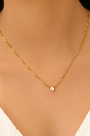 Gargantilha Veneziana Ponto de Luz Cristal 5 mm Banhado a Ouro 18K - 45 cm