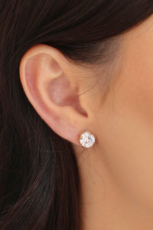 Brinco Ponto de Luz Cristal 8 mm Banhado a Ouro 18K