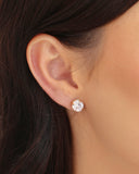 Brinco Ponto de Luz Cristal 8 mm Banhado a Ouro 18K