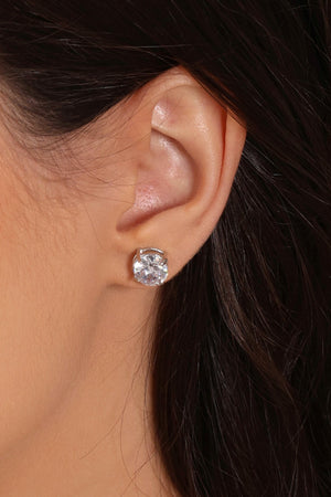 Brinco Ponto de Luz Cristal 8 mm Ródio Branco