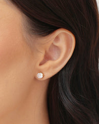 Brinco Ponto de Luz Cristal 6 mm Banhado a Ouro 18K