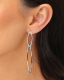 Brinco Elíptico Duplo Vazado 7.3 cm Ródio Branco