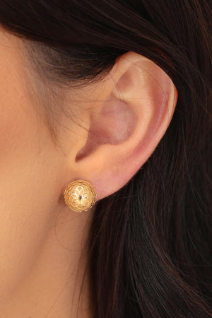 Brinco Bola Tela 1.1 cm Banhado a Ouro 18K