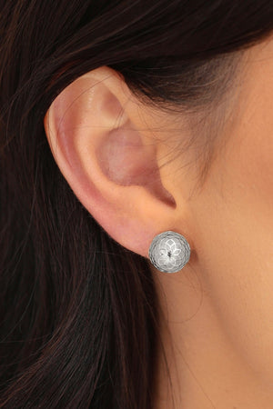 Brinco Bola Tela 1.1 cm Ródio Branco