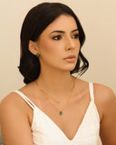 Conjunto Gota Turmalina Banhado a Ouro 18K