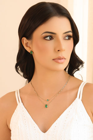 Conjunto Gota Turmalina Ródio Branco