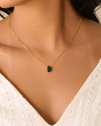 Conjunto Gota Esmeralda Banhado a Ouro 18K