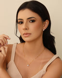 Conjunto Gota Cristal Banhado a Ouro 18K