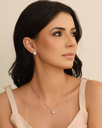 Conjunto Gota Cristal Ródio Branco