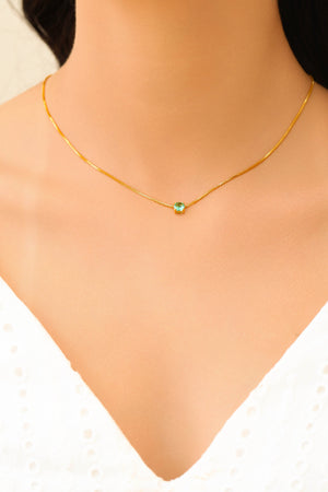 Gargantilha Veneziana Ponto de Luz Turmalina 5 mm Banhado a Ouro 18K - 45 cm