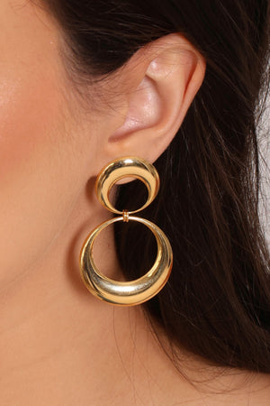 Brinco Argola Frontal Dupla Lisa 5.4 cm Banhado a Ouro 18K