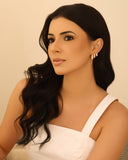 Brinco Argola Click em U Cravejada Cristal 1.3 cm Banhado a Ouro 18K