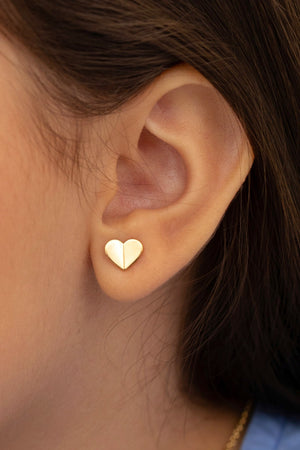 Brinco Infantil Coração Liso Banhado a Ouro 18K