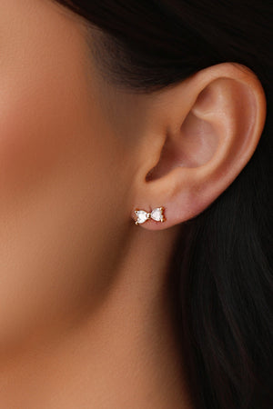 Conjunto Laço Corações Cristal Banhado a Ouro 18K