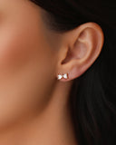 Conjunto Laço Corações Cristal Banhado a Ouro 18K