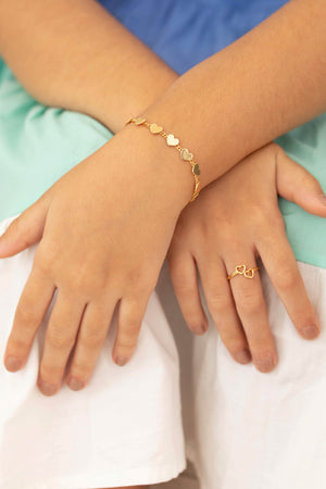 Pulseira Infantil Corações Lisos Banhado a Ouro 18K