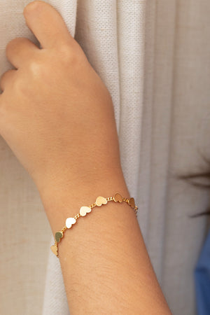 Pulseira Infantil Corações Lisos Banhado a Ouro 18K