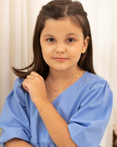 Gargantilha Infantil Veneziana Bolinha Lisa 4 mm Banhado a Ouro 18K