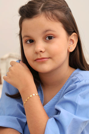 Brinco Infantil Borboleta Cravejada Colorida Banhado a Ouro 18K