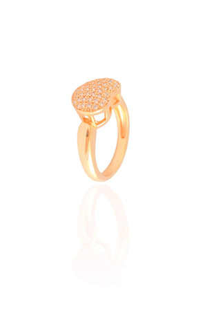 Anel Coração Cravejado Cristal Tamanho 17 Banhado a Ouro 18K