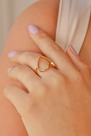 Anel Coração Vazado Tamanho 25 Banhado a Ouro 18K