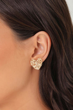 Conjunto Coração Galhos Banhado a Ouro 18K