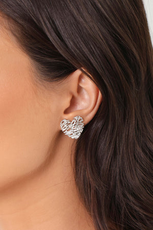 Conjunto Coração Galhos Ródio Branco