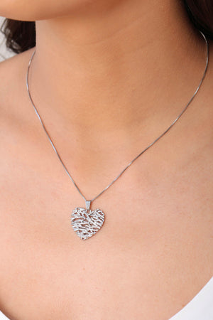 Conjunto Coração Galhos Ródio Branco