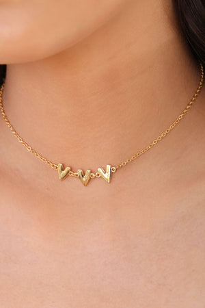 Choker Elos Corações Lisos Banhado a Ouro 18K