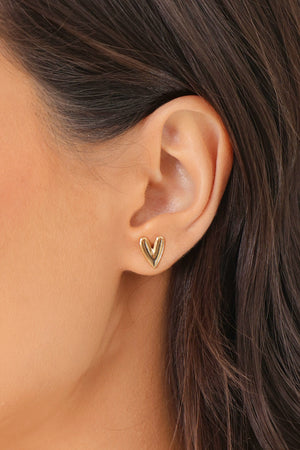 Brinco Coração Liso 1.0 cm Banhado a Ouro 18K