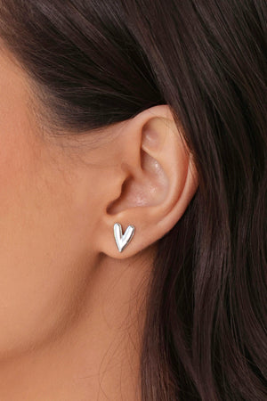 Brinco Coração Liso 1.0 cm Ródio Branco