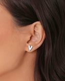 Brinco Coração Liso 1.0 cm Ródio Branco