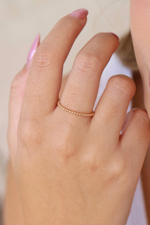 Anel Bolinhas Tamanho 23 Banhado a Ouro 18K