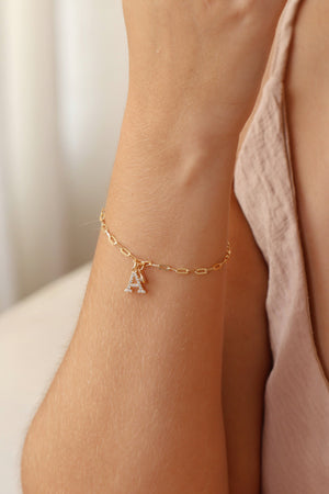 Pulseira Elos Letra K Cravejado Cristal Banhado a Ouro 18K