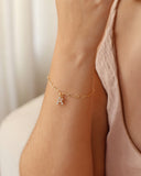 Pulseira Elos Letra S Cravejado Cristal Banhado a Ouro 18K