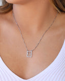 Escapulário Coração Cruz Cravejado Cristal Ródio Branco