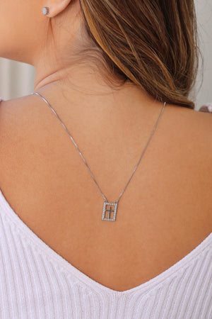 Escapulário Coração Cruz Cravejado Cristal Ródio Branco