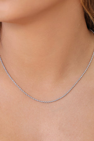 Gargantilha Cordão Baiano 1.5 mm Ródio Branco - 45 cm