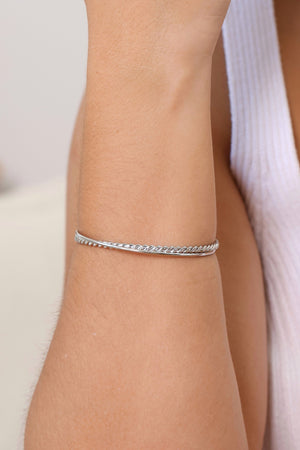 Bracelete Entrelaçado Detalhado 5 mm Ródio Branco