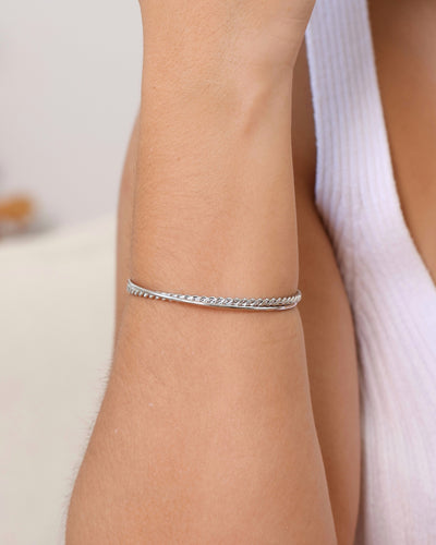 Bracelete Entrelaçado Detalhado 5 mm Ródio Branco