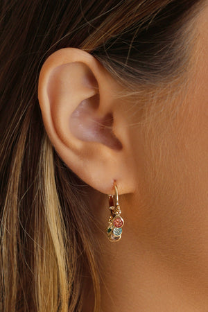 Brinco Argola Click Pontos de Luz Coloridos 2.5 cm Banhado a Ouro 18K