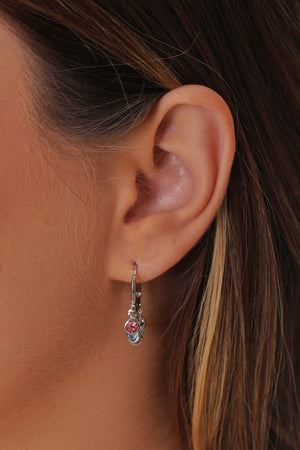 Brinco Argola Click Pontos de Luz Coloridos 2.5 cm Ródio Branco