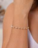 Pulseira Bolas Lisas e Cristais Banhado a Ouro 18K