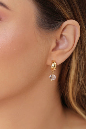 Brinco Argola Lisa Cristal  2.6 cm Banhado a Ouro 18K