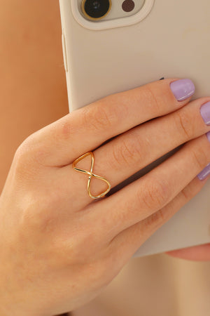 Anel Infinito Tamanho 15 Banhado a Ouro 18K